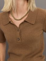 Alberto Knit Polo Blouse - Brown Sugar - Image 4