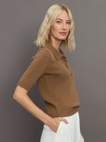 Alberto Knit Polo Blouse - Brown Sugar - Image 5