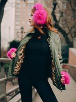 Faux Long Hair Fur Earmuffs - Pink - Image 3