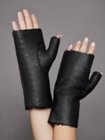 Shearling Mittens - Black - Image 2