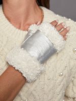 Shearling Mittens - Ivory/ Silver - Image 2