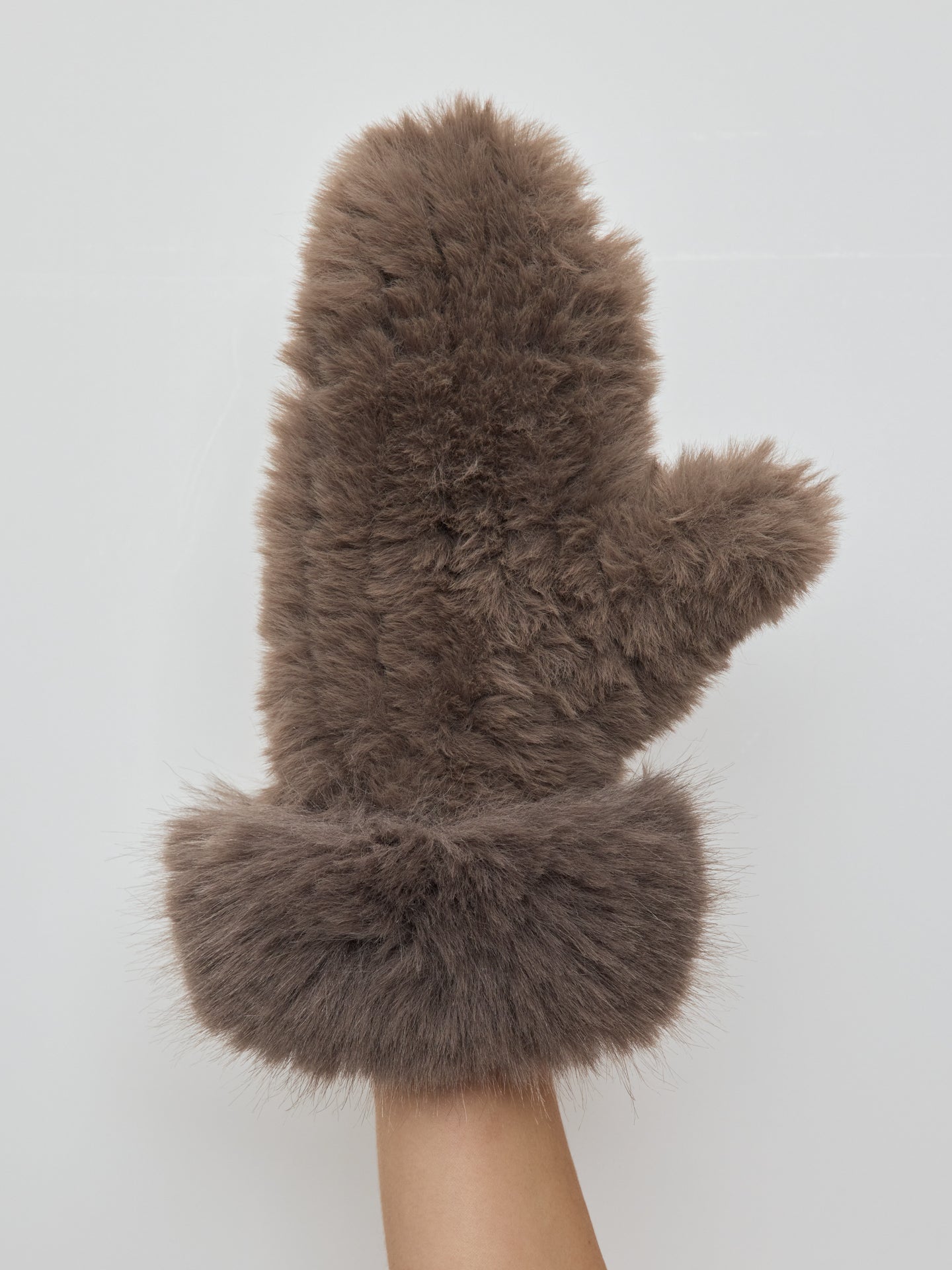 JOCE-JAF24108-NUDENUDDRK-Faux-Rex-Rabbit-Knit-Mittens-color-Palomino_3567 Faux Rex Rabbit Knit Mittens - Palomino - Image 1