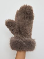 Faux Rex Rabbit Knit Mittens - Palomino - Image 3