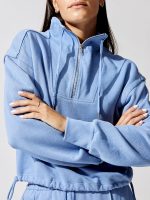 Zella Organic Terry Cropped Pullover - Blue - Image 3