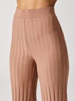 Celia Compact Rib Cropped Wide Leg Pants - Teak - Image 4
