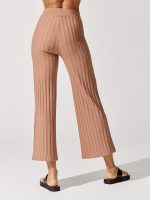 Celia Compact Rib Cropped Wide Leg Pants - Teak - Image 5