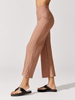 Celia Compact Rib Cropped Wide Leg Pants - Teak - Image 3