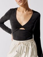 Harleen Eco Slinky Jersey Twist Front Bodysuit - Black - Image 4