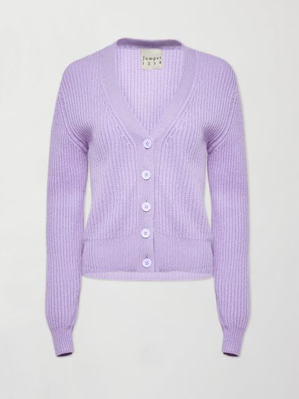 Rib Cashmere Cardigan - Lavender