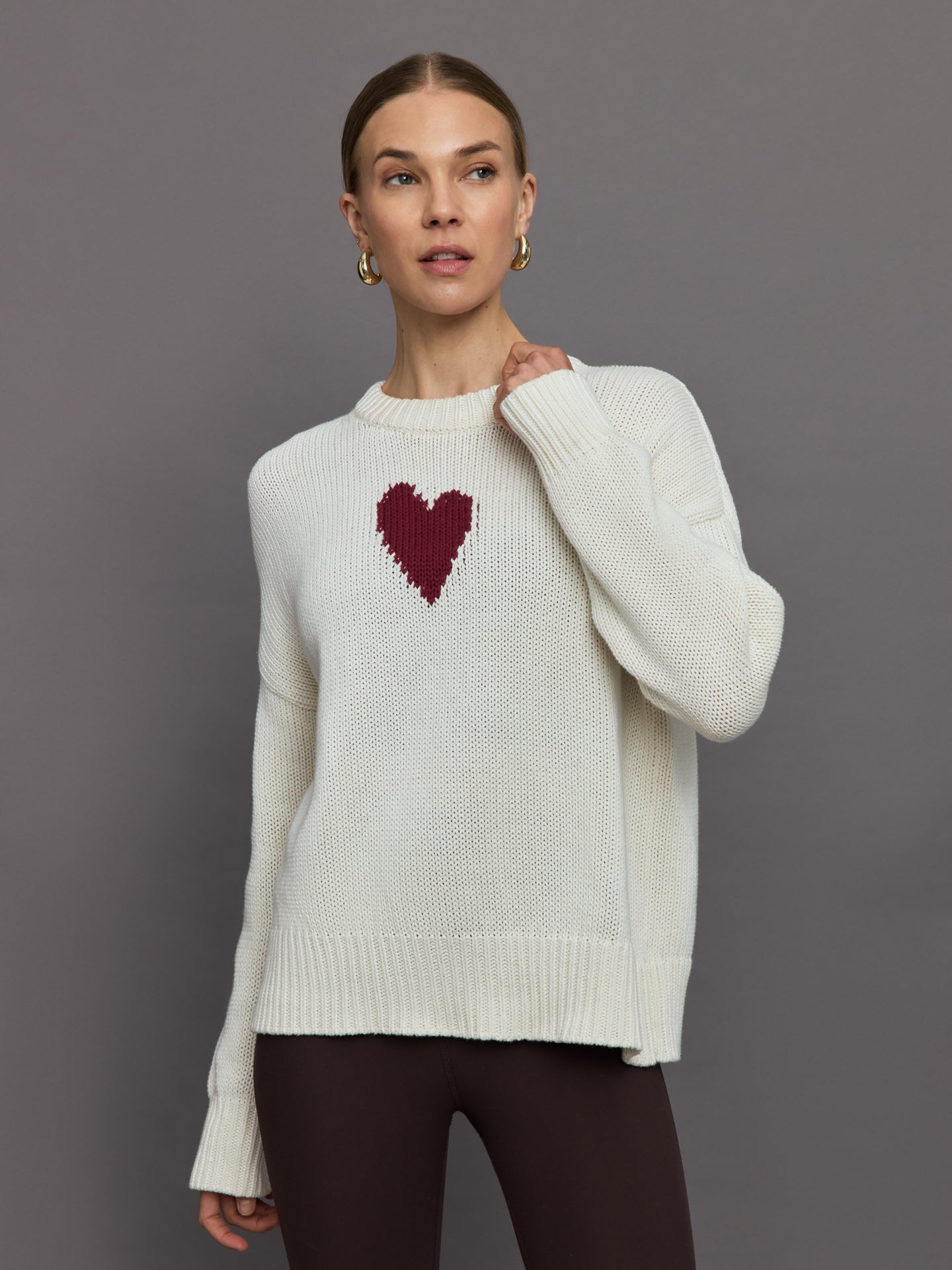 KRRNL-KR24-3327-NUDENUDDRK-Lovey-Heart-Sweater-color-Natural_12203-Edit Lovey Heart Sweater - Natural - Image 1