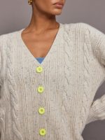 Suzanne Just Add Love Cashmere Cardigan - Soft Taupe Multi - Image 7