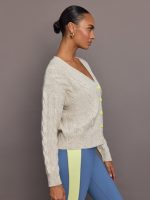 Suzanne Just Add Love Cashmere Cardigan - Soft Taupe Multi - Image 8