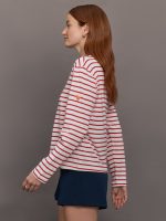 Long Sleeve Striped Tee - White/Red - Image 4