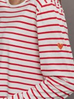 Long Sleeve Striped Tee - White/Red - Image 6