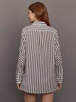 Mia Stripe Shirt - Brown/White - Image 5