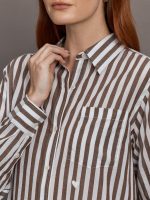 Mia Stripe Shirt - Brown/White - Image 7