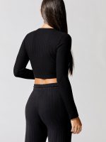 Ali Crop V Cardigan - Black - Image 2