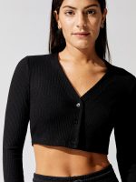Ali Crop V Cardigan - Black - Image 3