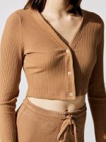 Ali Crop V Cardigan - Dune - Image 3