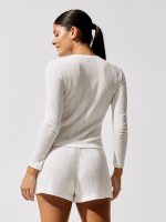 Mari Long Sleeve Henley - White - Image 2