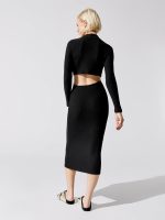 Long Sleeve Neo Sweater Rib Dress - Black - Image 3