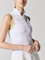 Zip Front Dress - White Pointelle Lace With Yellow Trim - Image 6