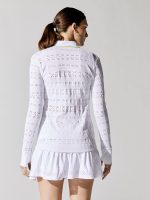 Zip Front Jacket - White Pointelle Lace With Neon Trim - Image 6