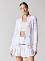 Zip Front Jacket - White Pointelle Lace With Neon Trim - Image 3