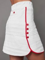 SIDE SNAP GOLF SKORT - White with Red Trim - Image 4