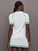 Jersey Polo - White with Green Trim - Image 5