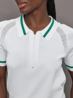 Jersey Polo - White with Green Trim - Image 6