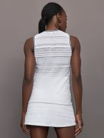 Zip Front Tank - White with Navy Trim and Green Zip - Image 5