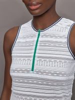 Zip Front Tank - White with Navy Trim and Green Zip - Image 6
