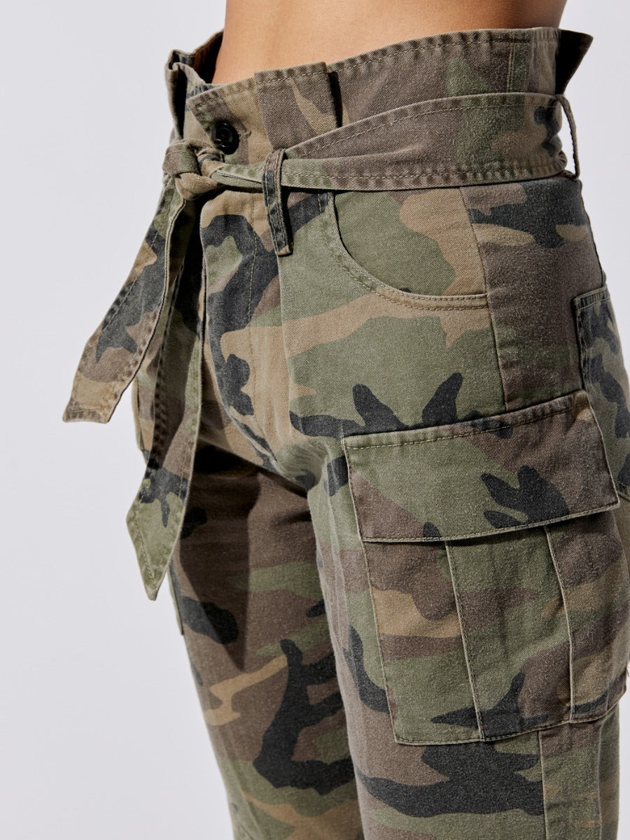 Bryn Paper Bag Vintage Washed Camo Pant - Woodland Camo - Image 5