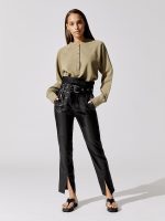 Anniston Split Hem Leather Pant - Black - Image 6