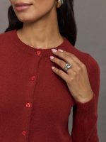 Monroe Cashmere Cardigan - Burgundy - Image 4
