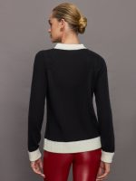 Tamino Cashmere Top - Black/ Cream - Image 8