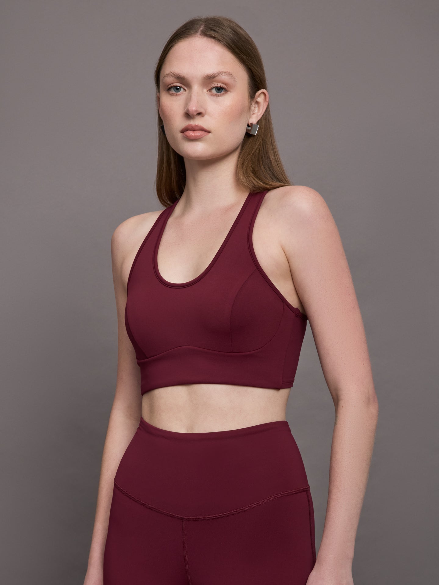 MICH-INBW64-REDREDDRK-Instinct-Longline-Bra-color-Burgundy_5763-Edit Instinct Longline Bra - Burgundy - Image 1