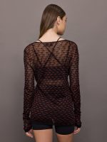 V-neck Sweater - Red and Black Tones - Image 5