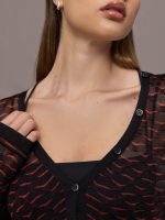 V-neck Sweater - Red and Black Tones - Image 6