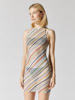 Sleeveless Mini Dress Cover Up - Bright Multi On White