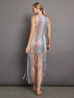 Long Cover Up - WHITE W MULTI STRIPES - Image 3