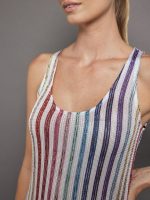 Long Cover Up - WHITE W MULTI STRIPES - Image 4