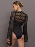 Top - Black Tone on Tone Chevron Raschel w/Lurex - Image 5