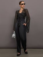 Top - Black Tone on Tone Chevron Raschel w/Lurex - Image 7