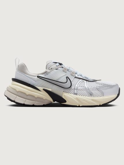 Gray and black sneaker with Nike logo on a white background