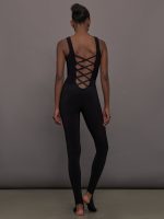 Sleeveless X Catsuit W/ Footie - Black - Image 3