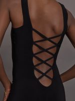 Sleeveless X Catsuit W/ Footie - Black - Image 5