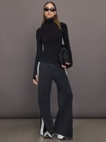 Slim Fit Long Sleeve Turtle Top - Black - Image 4