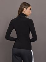 Slim Fit Long Sleeve Turtle Top - Black - Image 5